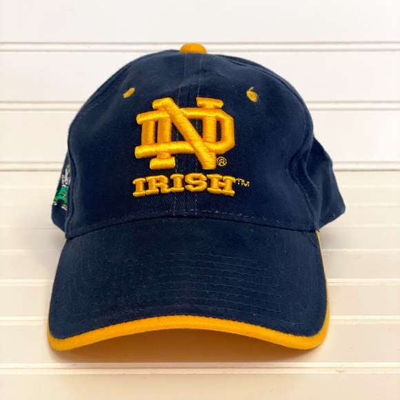 Vintage University Notre Dame Cap Blue Hat 90’s Signature Irish OSFM Official - Picture 1 of 10
